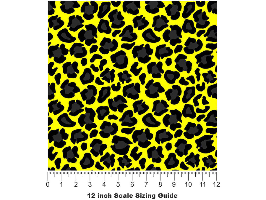Yellow Panther Vinyl Film Pattern Size 12 inch Scale~Rwraps Yellow Panther Sizing Chart~3
