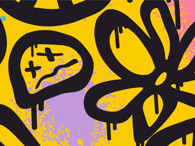 Yellow Peace Graffiti Vinyl Wrap Pattern~Rwraps Series 914 Digitally Printed Vinyl Wrap~0