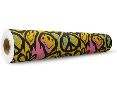 Yellow Peace Graffiti Wrap Film Wholesale Roll~Rwraps Series 914 Digitally Printed Vinyl Roll~5