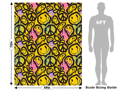 Yellow Peace Graffiti Vehicle Wrap Scale~Rwraps Series 914 Yellow Peace Graffiti Measurements~2