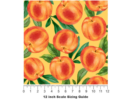 Yellow Peachy Keen Fruit Vinyl Film Pattern Size 12 inch Scale~Rwraps Yellow Peachy Keen Fruit Sizing Chart~2
