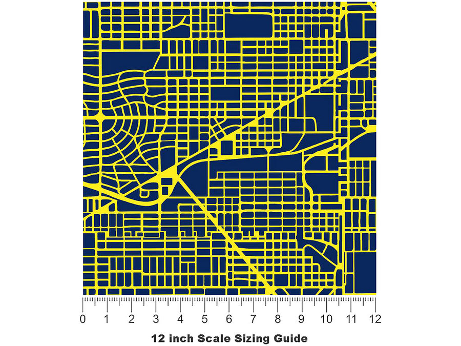 Yellow Streets Cityscape Vinyl Film Pattern Size 12 inch Scale~Rwraps Yellow Streets Cityscape Sizing Chart~3