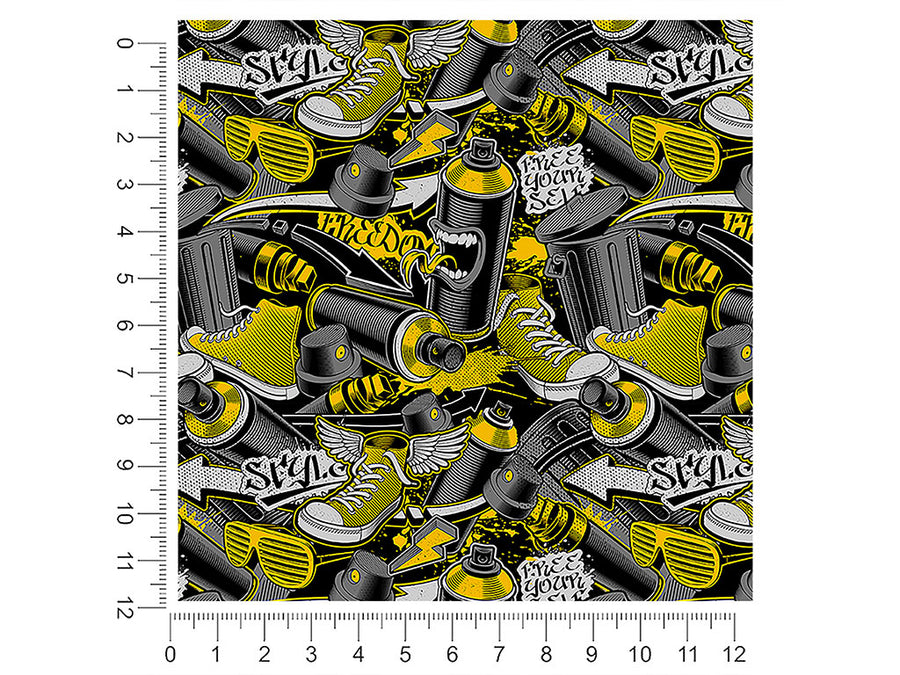 yellow tag graffiti 1ft x 1ft Craft Sheets