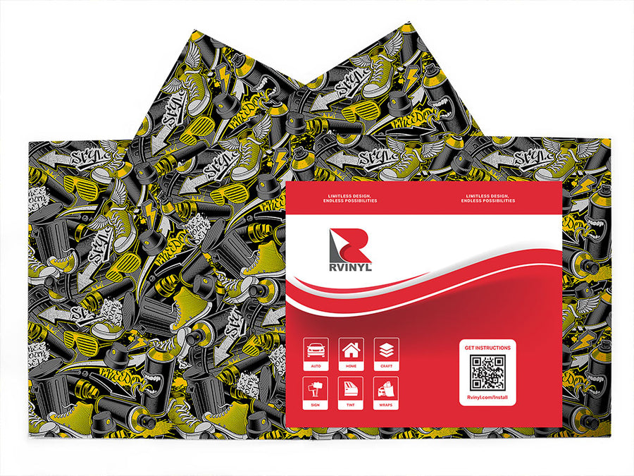 yellow tag graffiti Craft Vinyl Sheet Pack