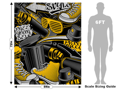 Yellow Tag Graffiti Vehicle Wrap Scale~Rwraps Series 914 Yellow Tag Graffiti Measurements~1