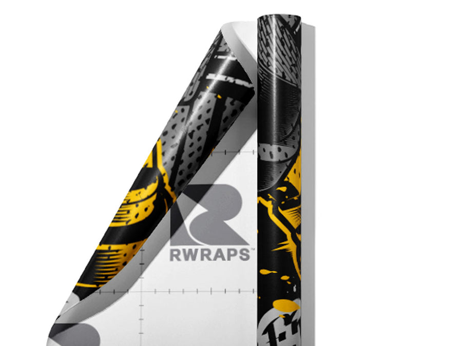 Yellow Tag Graffiti Wrap Film Sheets~Rwraps Series 914 Yellow Tag Graffiti Scrolled Sheet~3
