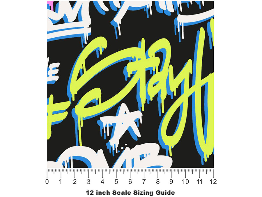 Your Voice Matters Graffiti Vinyl Film Pattern Size 12 inch Scale~Rwraps Your Voice Matters Graffiti Sizing Chart~3