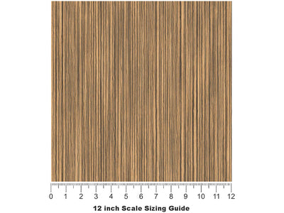 Zebrawood Name3 Woodgrain Vinyl Film Pattern Size 12 inch Scale~Rwraps Zebrawood Name3 Woodgrain Sizing Chart~3