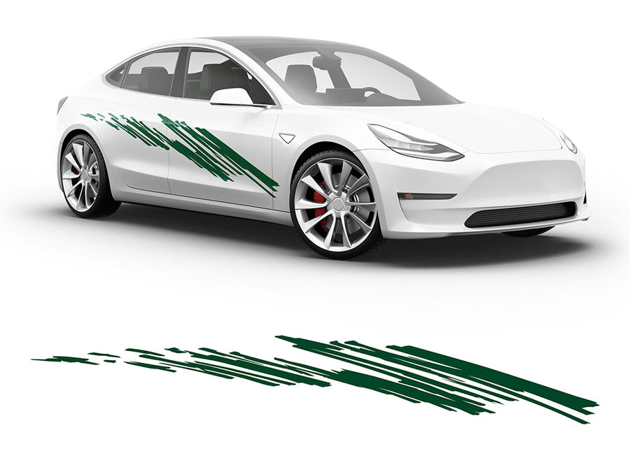 3M Dark Green Zig Zag Body Graphic~Full Side Auto Decal Kit~0