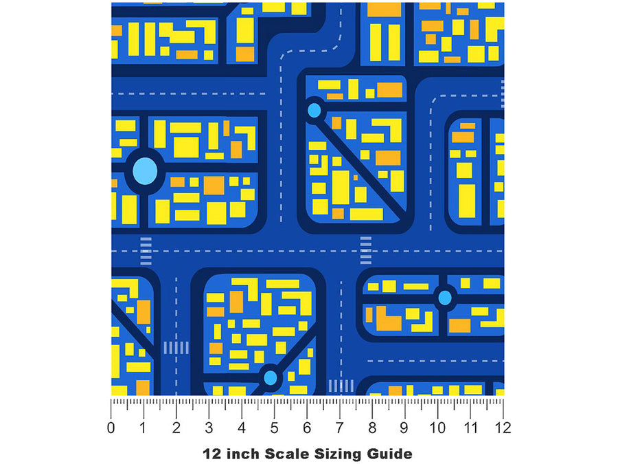 Zigzagging Roads Cityscape Vinyl Film Pattern Size 12 inch Scale~Rwraps Zigzagging Roads Cityscape Sizing Chart~2
