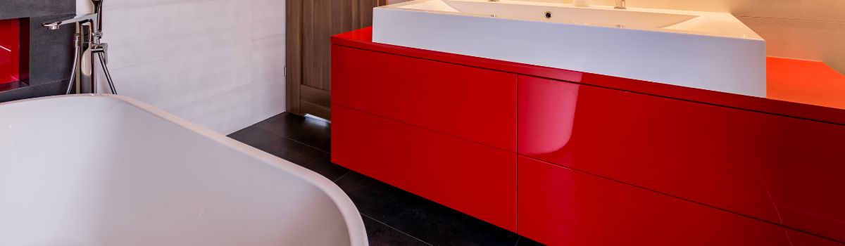 Red Bathroom Cabinet Wraps