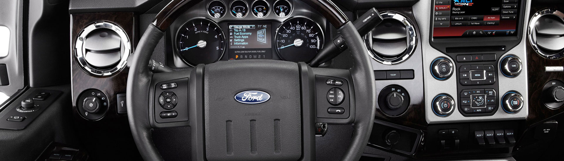 Chrome dash kit inside Ford