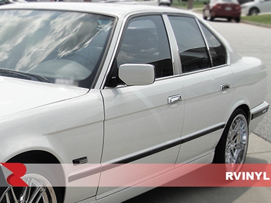 BMW 5-Series 1989-1995 Sedan Brushed Aluminum Black Pillar Trim Covers