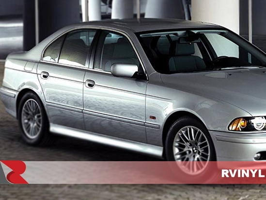 BMW 5-Series 1998-2003 Sedan Brushed Aluminum Black Pillar Post Covers