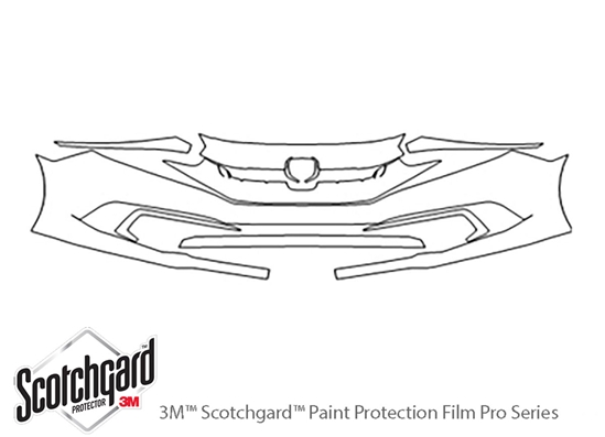 Honda Civic 2019-2021 3M Clear Bra Bumper Paint Protection Kit Diagram