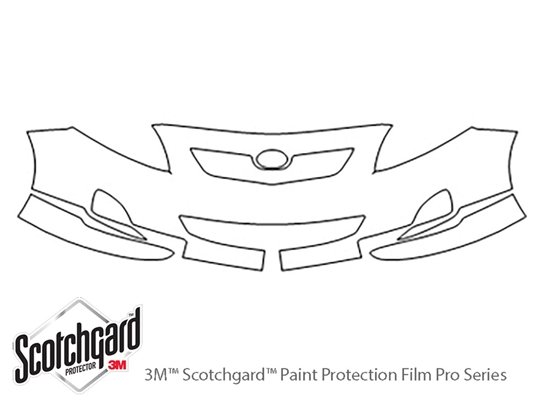 Toyota Corolla 2009-2010 3M Clear Bra Bumper Paint Protection Kit Diagram