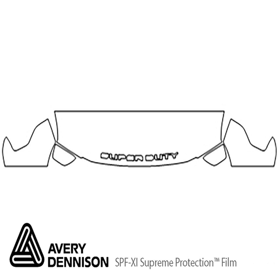 Ford F-250 2017-2024 Avery Dennison Clear Bra Hood Paint Protection Kit Diagram