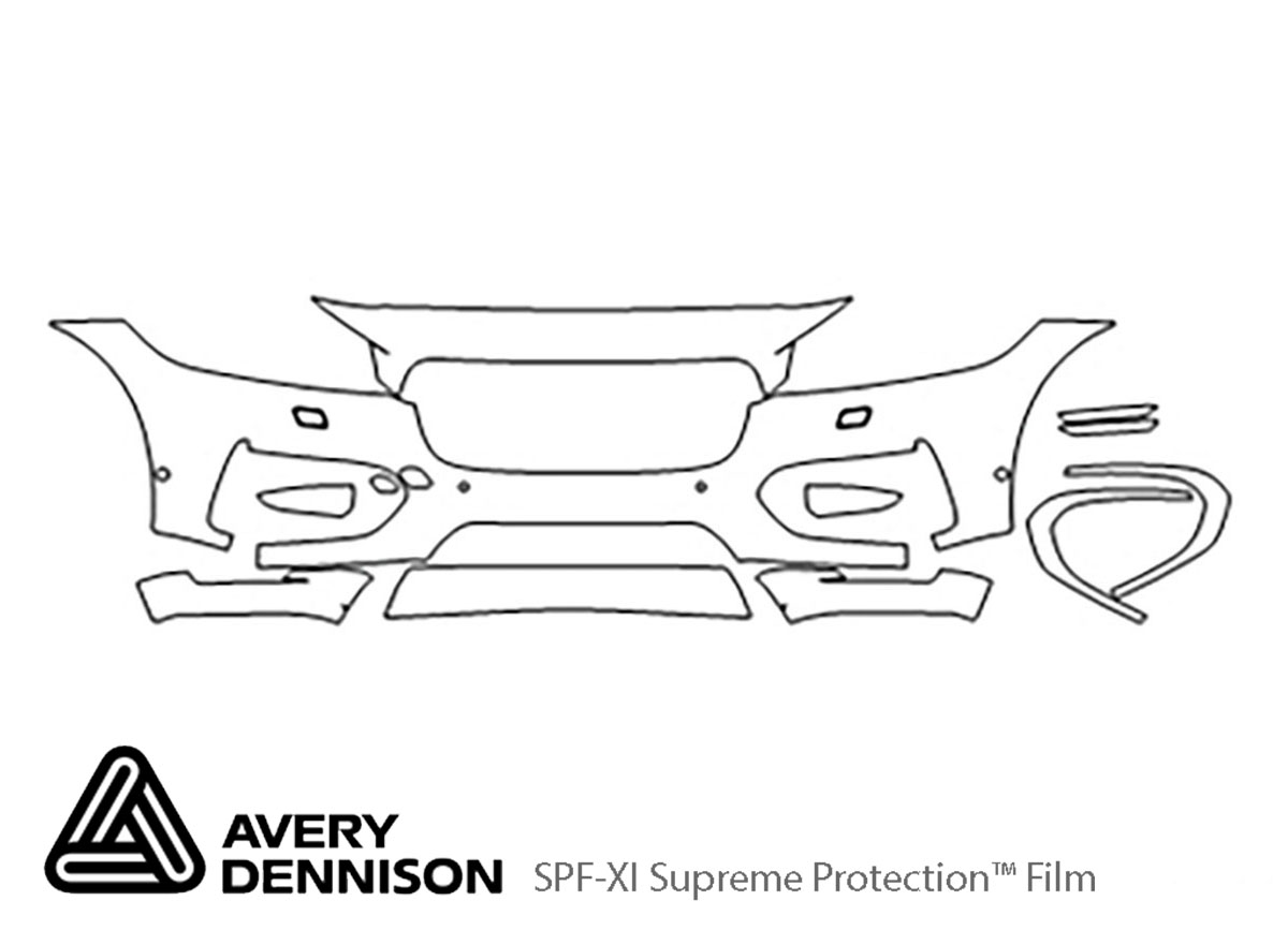 Jaguar F-Pace 2017-2023 Avery Dennison Clear Bra Bumper Paint Protection Kit Diagram