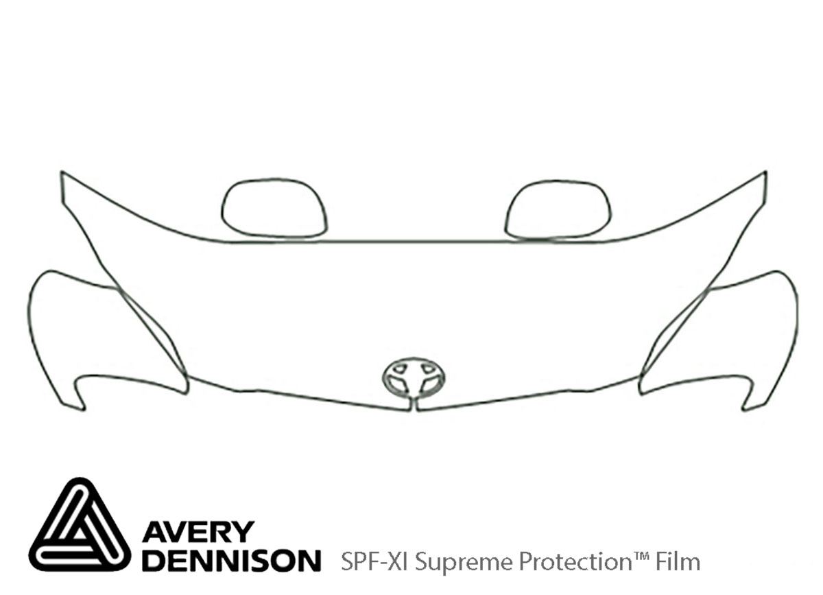 Toyota Matrix 2009-2013 Avery Dennison Clear Bra Hood Paint Protection Kit Diagram