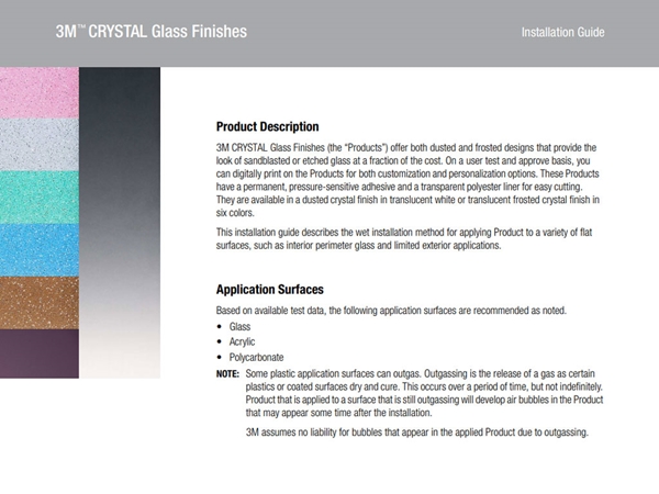 3M Scotchcal 7725SE Dusted Crystal Installation Guide