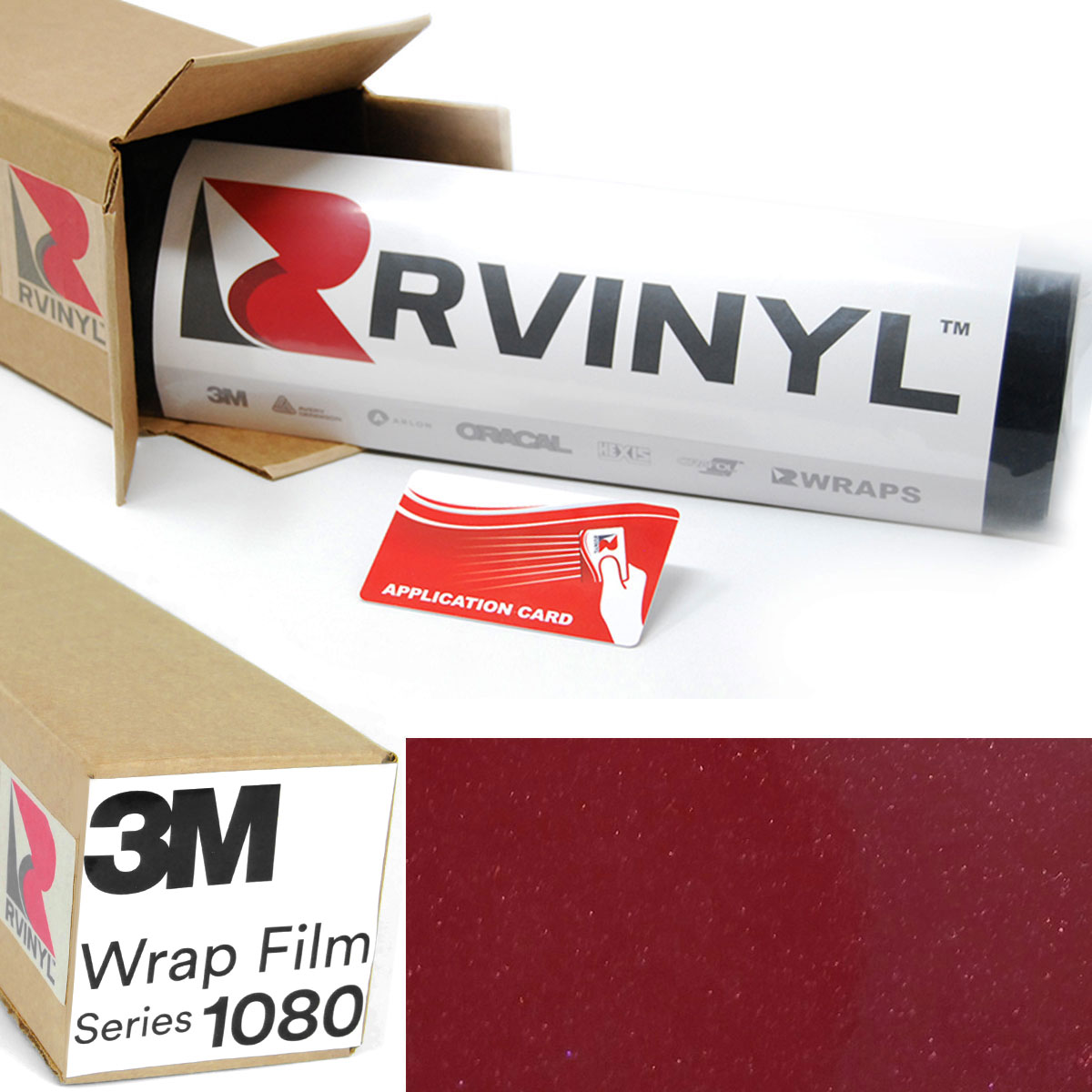 Car Wrap Vinyl Film Sample Size 3M 1080 GP253 Gloss Cinder Spark RED 3in x 5in 