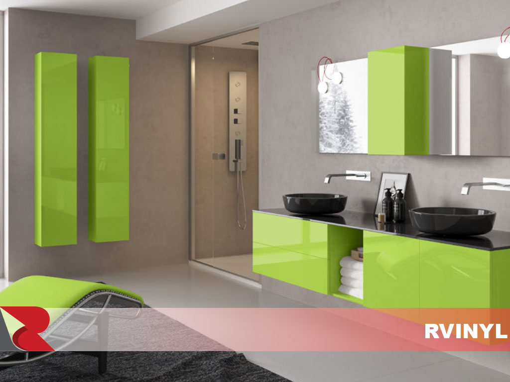 3M Glossy Green Bathroom Cabinet Wraps