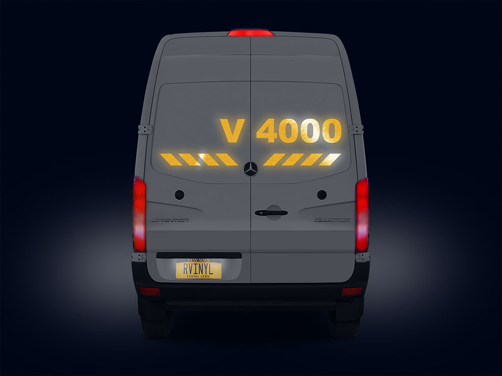 Avery V4000 Yellow Reflective Sign Night Time View