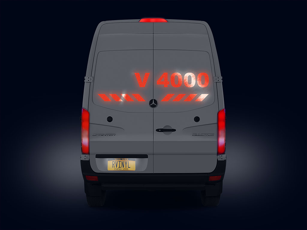 Avery V4000 Red Reflective Sign Night Time View