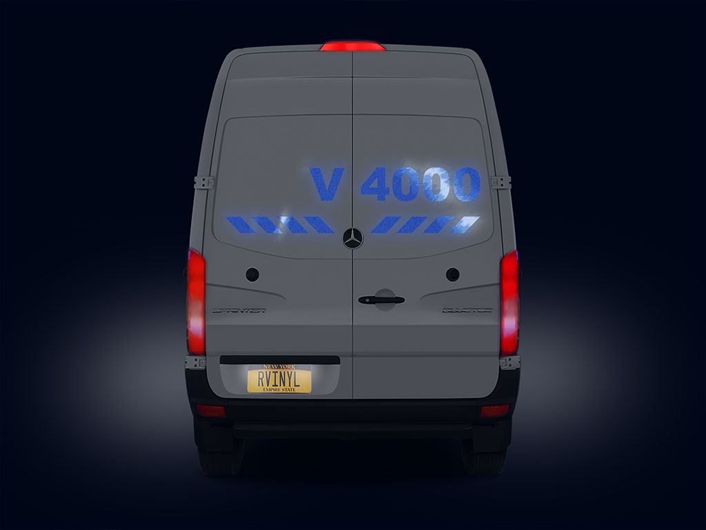 Avery V4000 Blue Reflective Sign Night Time View