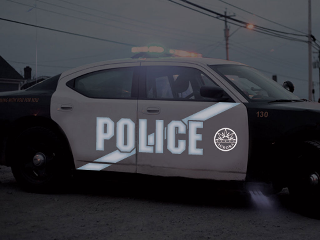 Avery Dennison V4000 Black Reflective Vinyl Decal Installed on Police Car
