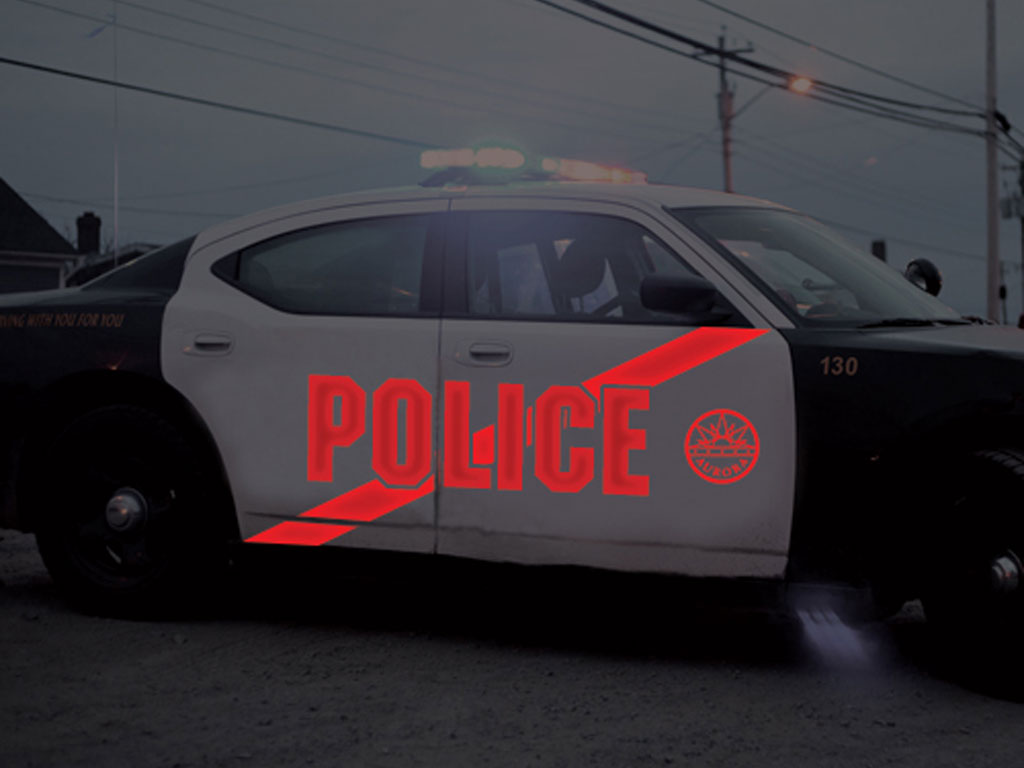 Avery Dennison V4000 Red Reflective Vinyl Decal Installed on Police Car