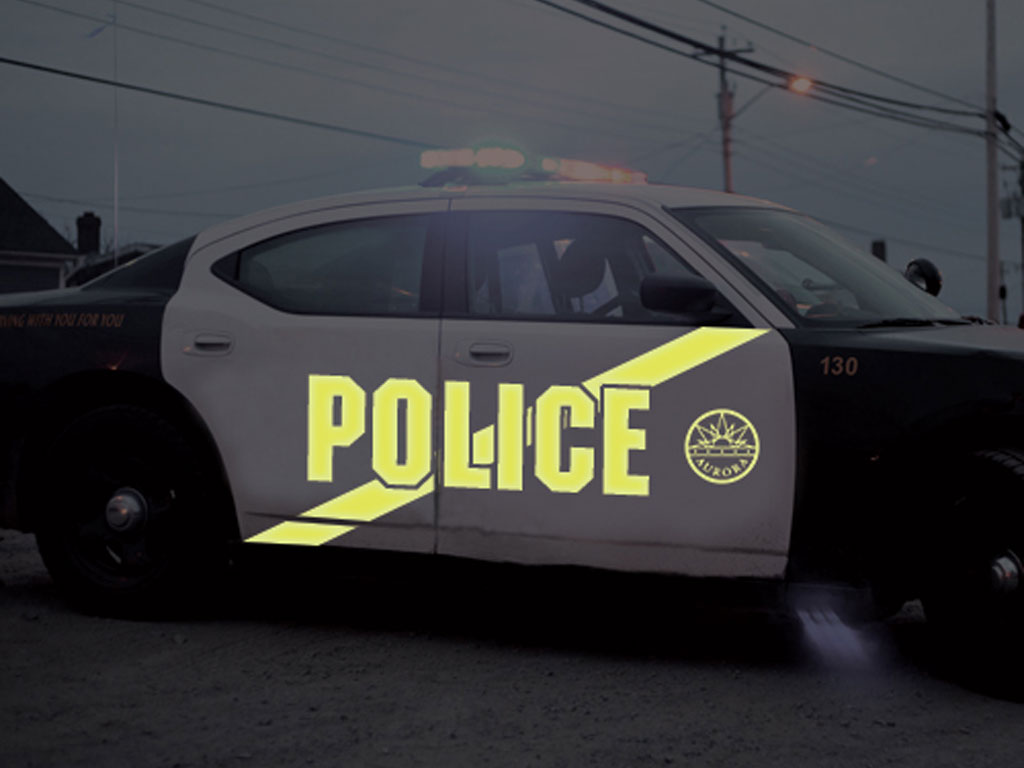 Avery Dennison V4000 Yellow Reflective Vinyl Decal Installed on Police Car