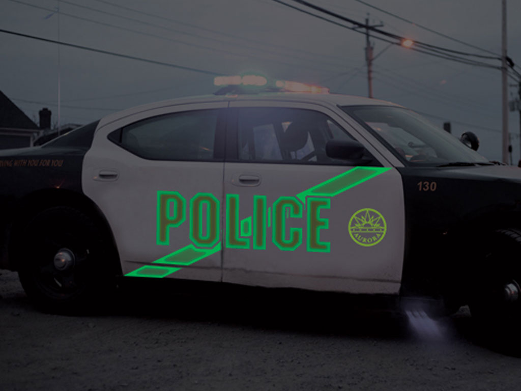 Avery Dennison HP750 Green Reflective Vinyl Decal Installed on Police Car