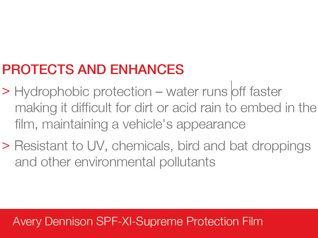 Avery Dennison SPF-XI Hydrophobic Paint Protection Film