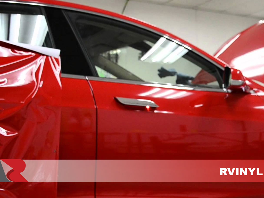 Gloss Carmine Red Avery Dennison™Supreme Wrapping Film on Tesla
