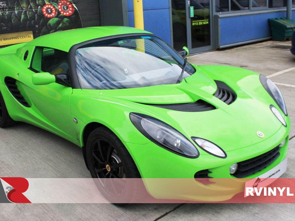 Avery Dennison™SW900 Gloss Grass Green Supreme Wrapping Film on a Lotus Elise