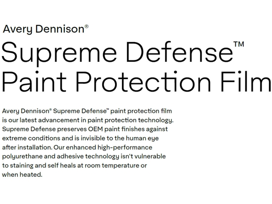Avery Dennison Supreme Defense Matte paint protection film