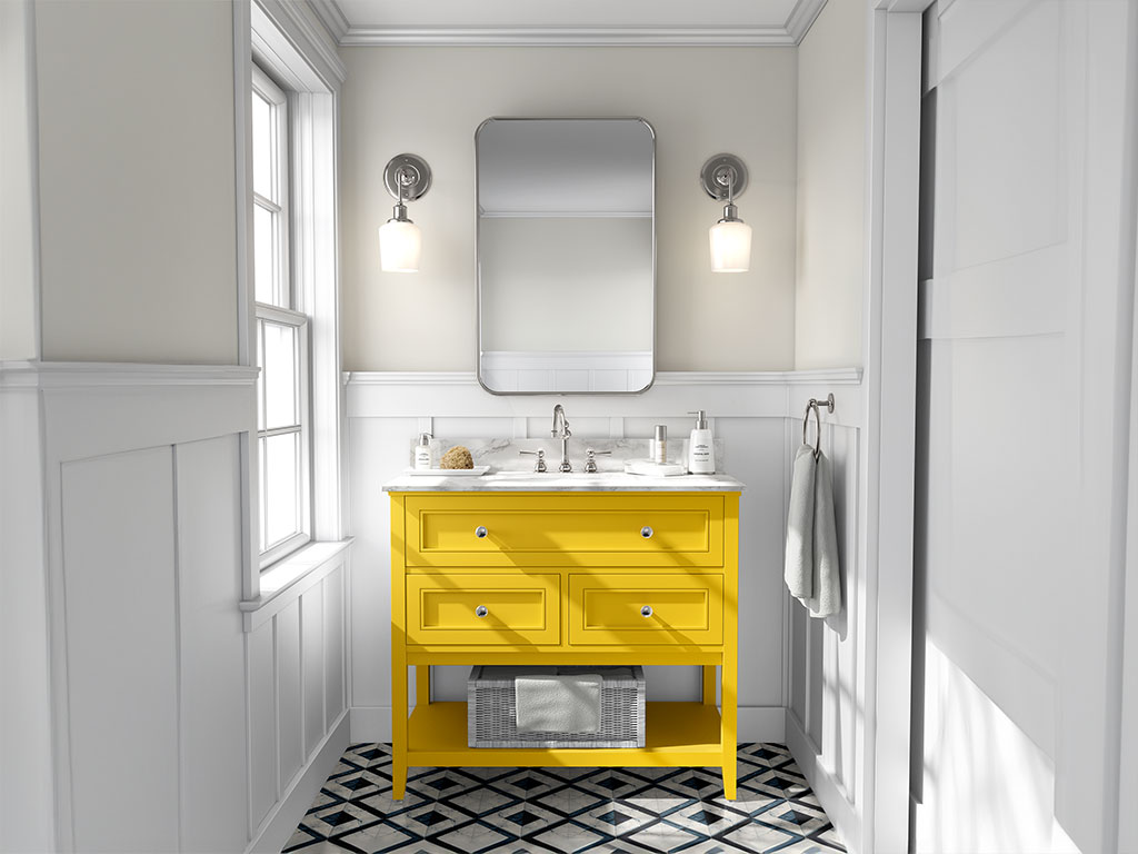 3M 2080 Gloss Bright Yellow DIY Bathroom Cabinet Wraps