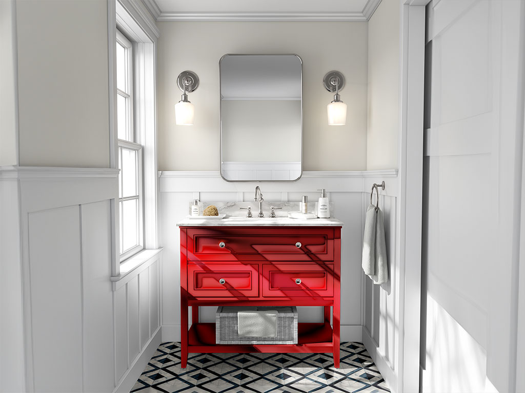 Avery Dennison SF 100 Red Chrome DIY Bathroom Cabinet Wraps
