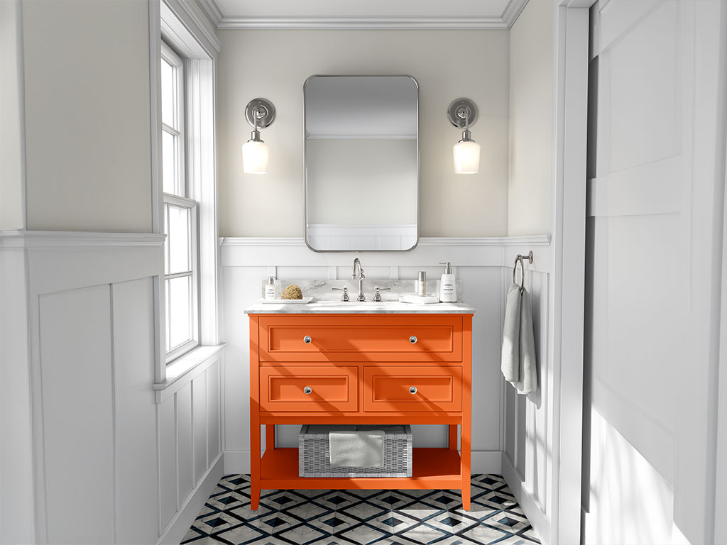 Rwraps Gloss Orange (Fire) DIY Bathroom Cabinet Wraps