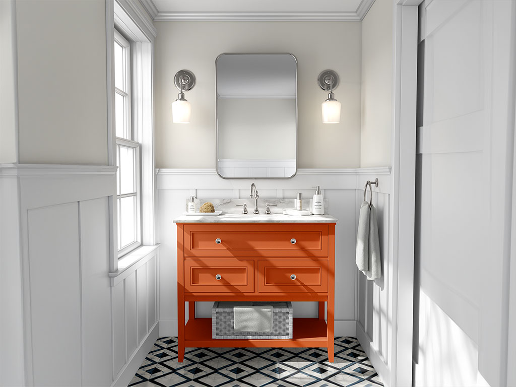 Rwraps Gloss Metallic Fire Orange DIY Bathroom Cabinet Wraps