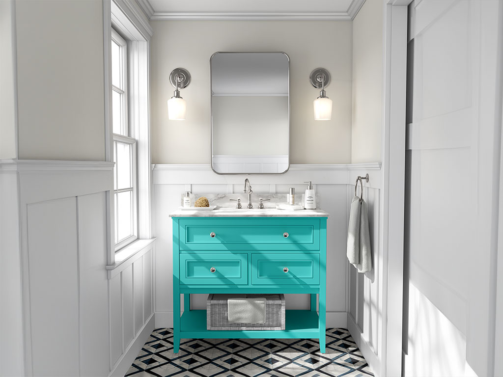 Rwraps Hyper Gloss Turquoise DIY Bathroom Cabinet Wraps