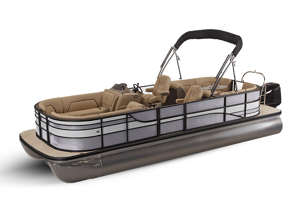 ORACAL 975 Carbon Fiber Silver Gray Pontoon Custom Boat Wrap