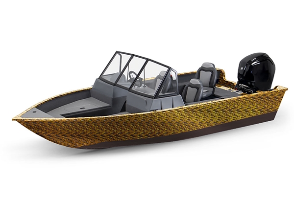 Rwraps 3D Carbon Fiber Gold (Digital) Modified-V Hull DIY Fishing Boat Wrap
