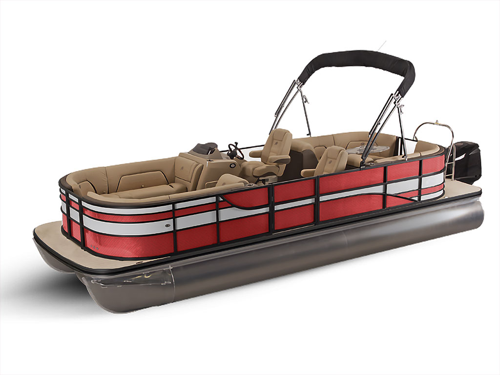 Rwraps 4D Carbon Fiber Red Pontoon Custom Boat Wrap