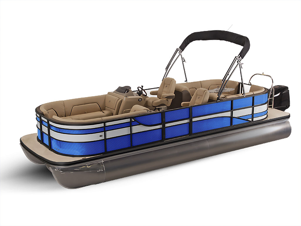 Rwraps 5D Carbon Fiber Epoxy Blue Pontoon Custom Boat Wrap