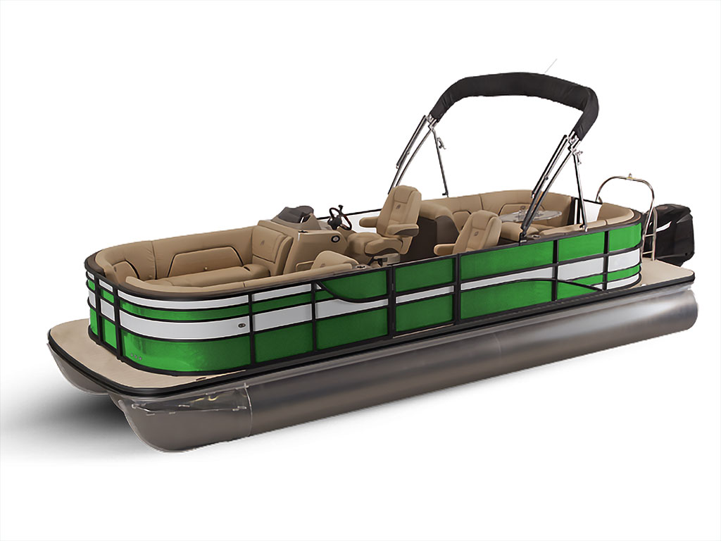 Rwraps Gloss Metallic Dark Green Pontoon Custom Boat Wrap