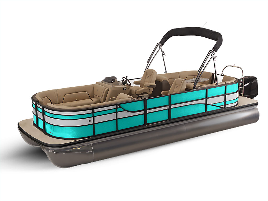 Rwraps Gloss Metallic Lake Blue Pontoon Custom Boat Wrap
