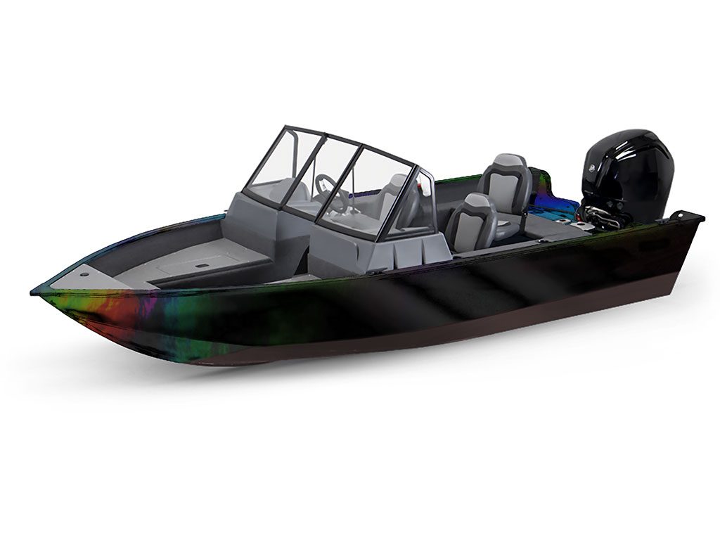 Rwraps Holographic Chrome Black Neochrome Modified-V Hull DIY Fishing Boat Wrap