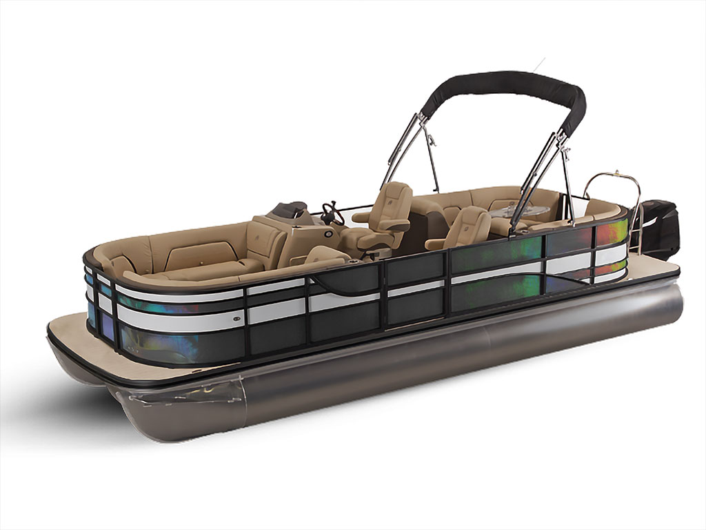 Rwraps Holographic Chrome Black Neochrome Pontoon Custom Boat Wrap